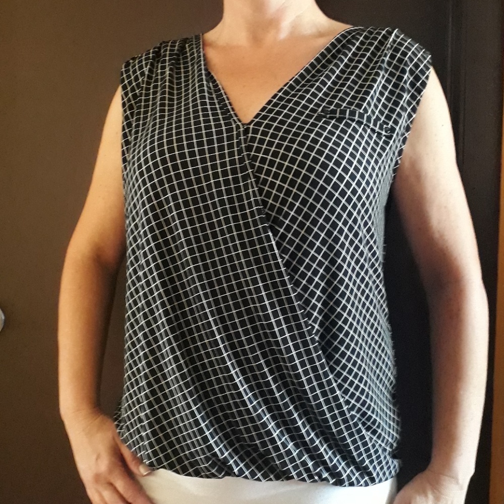 Black and white crossbody shirt blouse